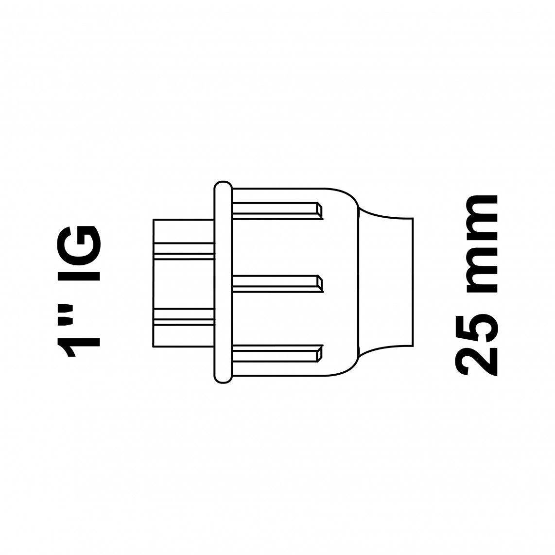 984843517 PP overgangsstuk, 25 mm x 1"BI, knelfitting voor tyleen/socarex vue 4