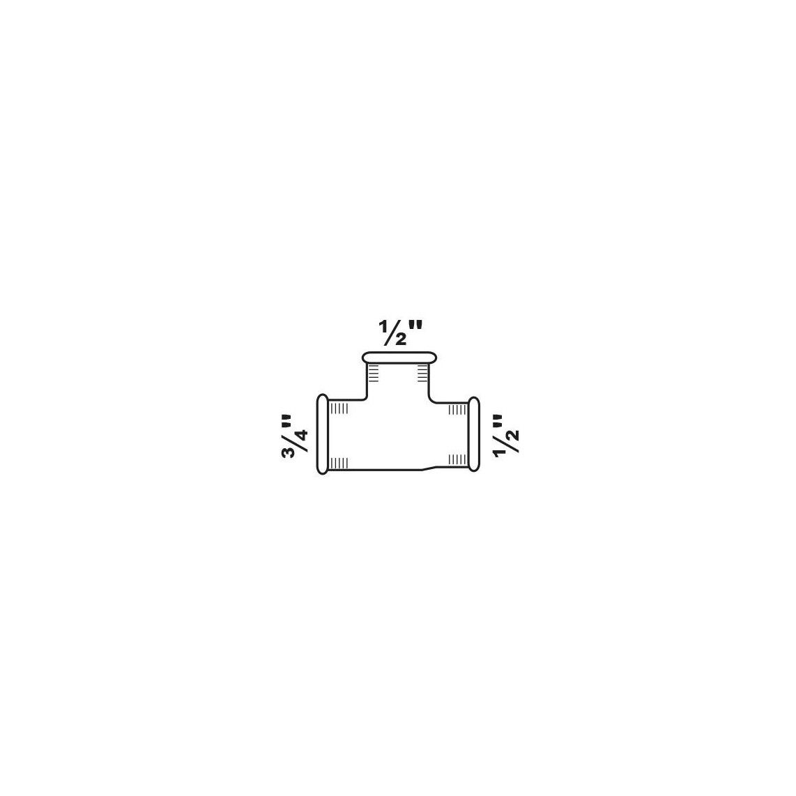 989738055 Tee reducer piece, malleable galvanized, 3/4" female x 1/2" female x 1/2" female vue 2