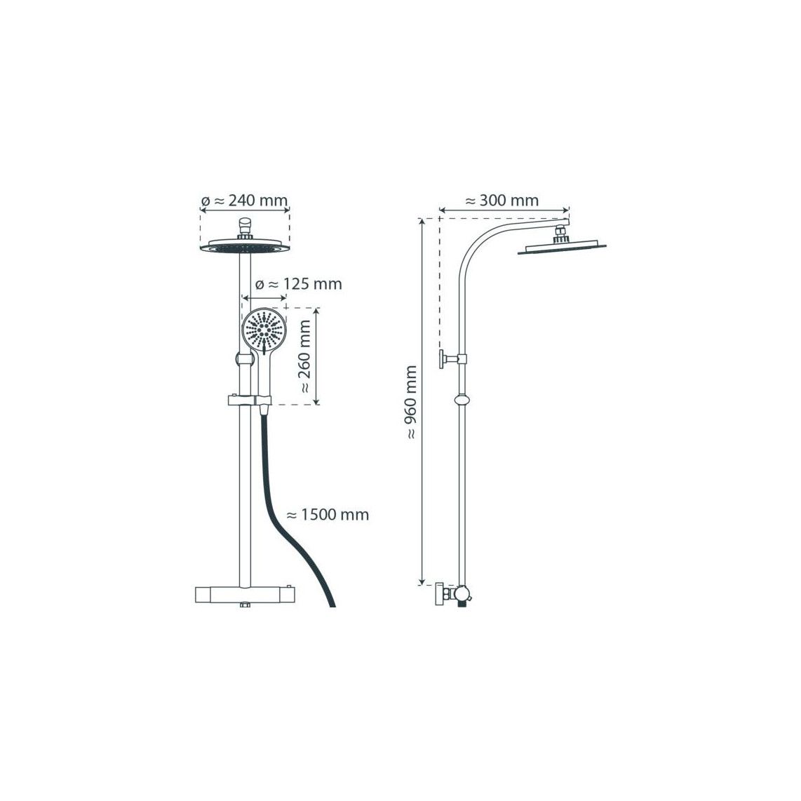 60076 MADURA FRESH Overhead shower set, black matt vue 2