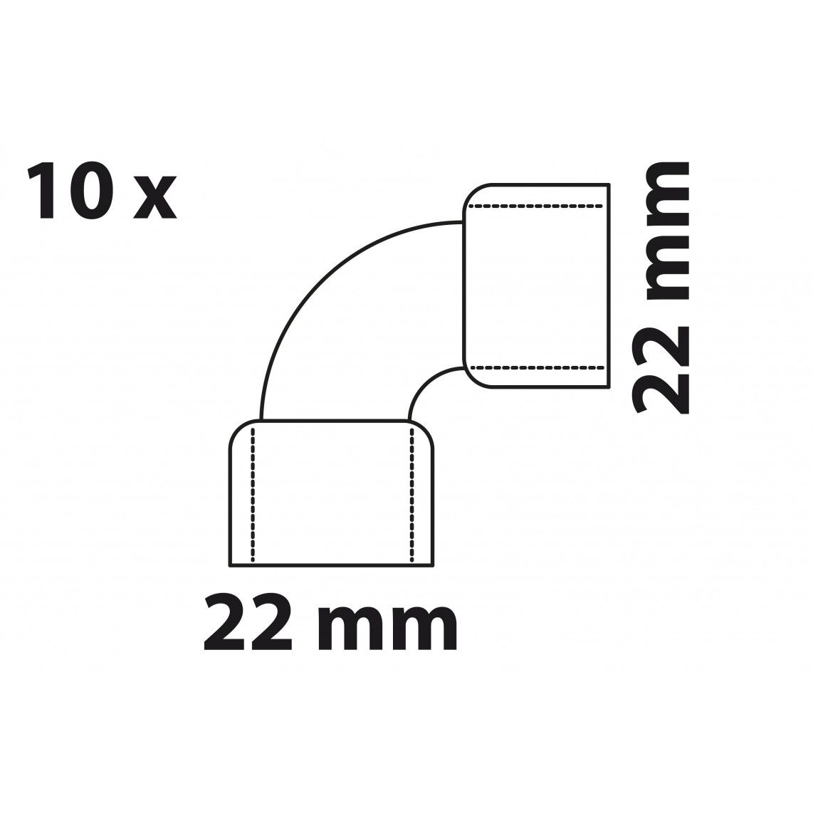 989039655 CU knie 90°, blanco, 22 mm, 2 mofen, (5090) (10x) vue 4