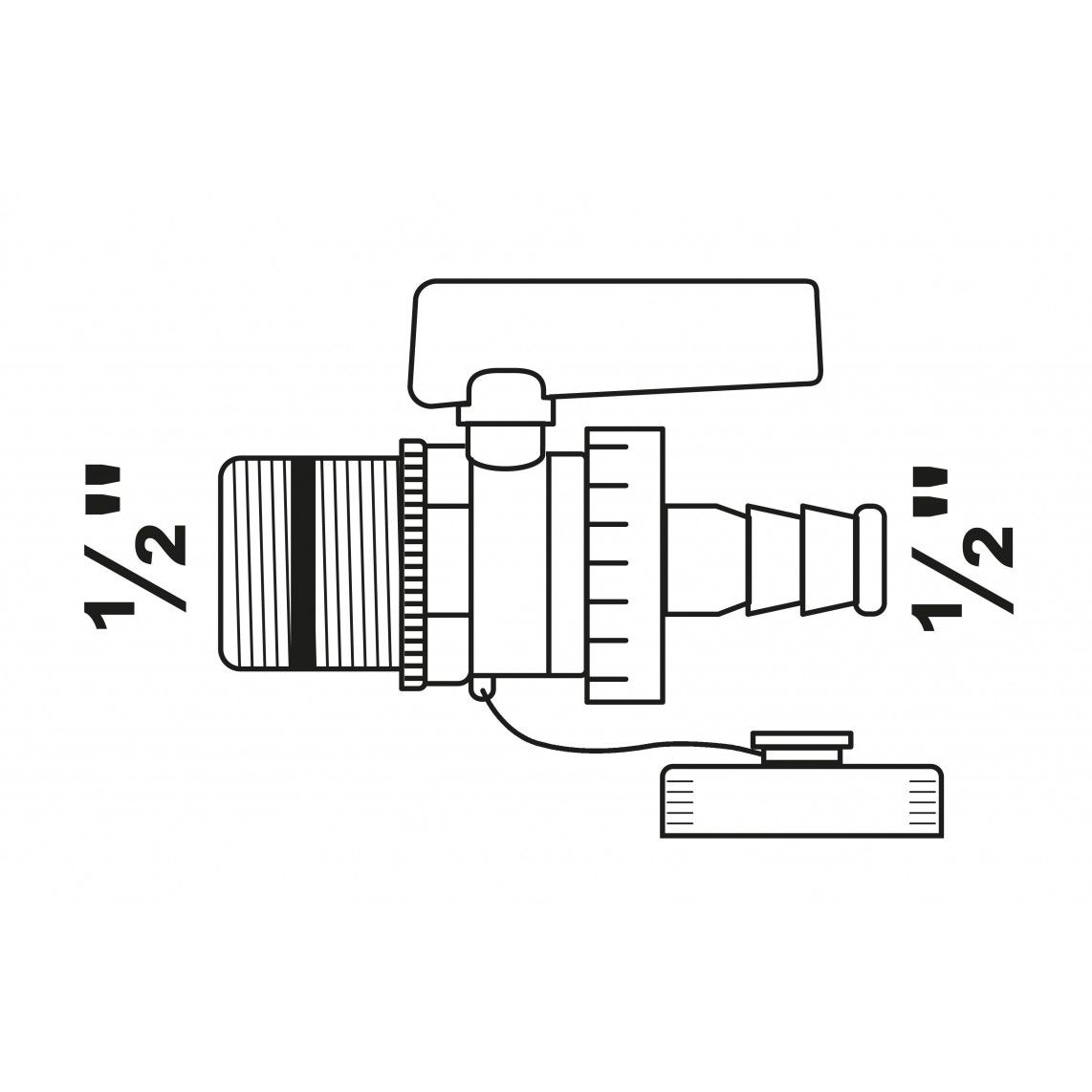 98854219 KFE Ball valve, brass, 1/2" male x 1/2" sleeve, with red handle vue 2