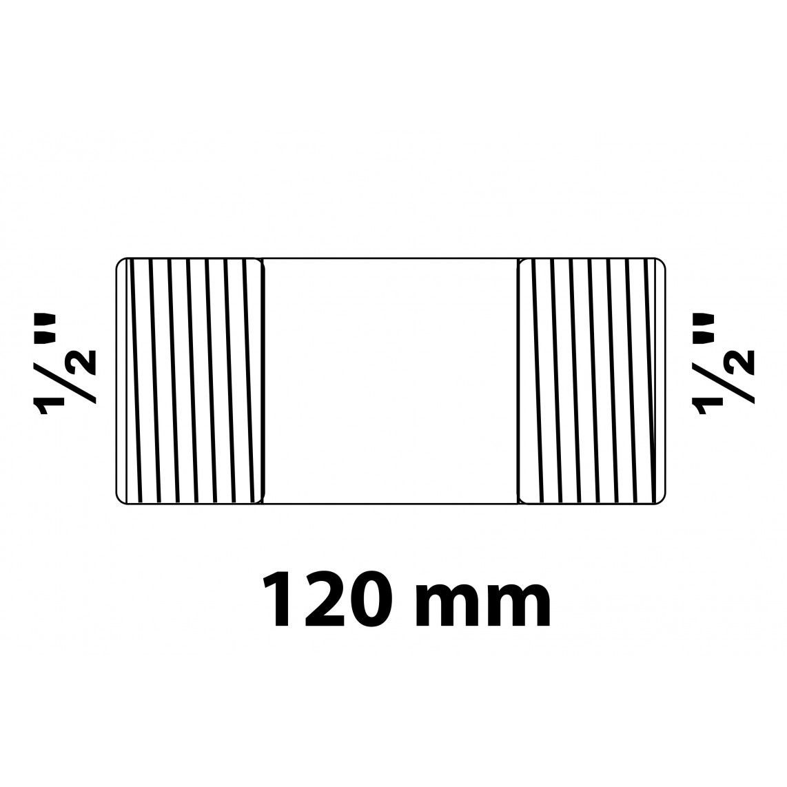 989821455 Barrel nipple, malleable galvanized, 1/2" x 120 mm vue 2
