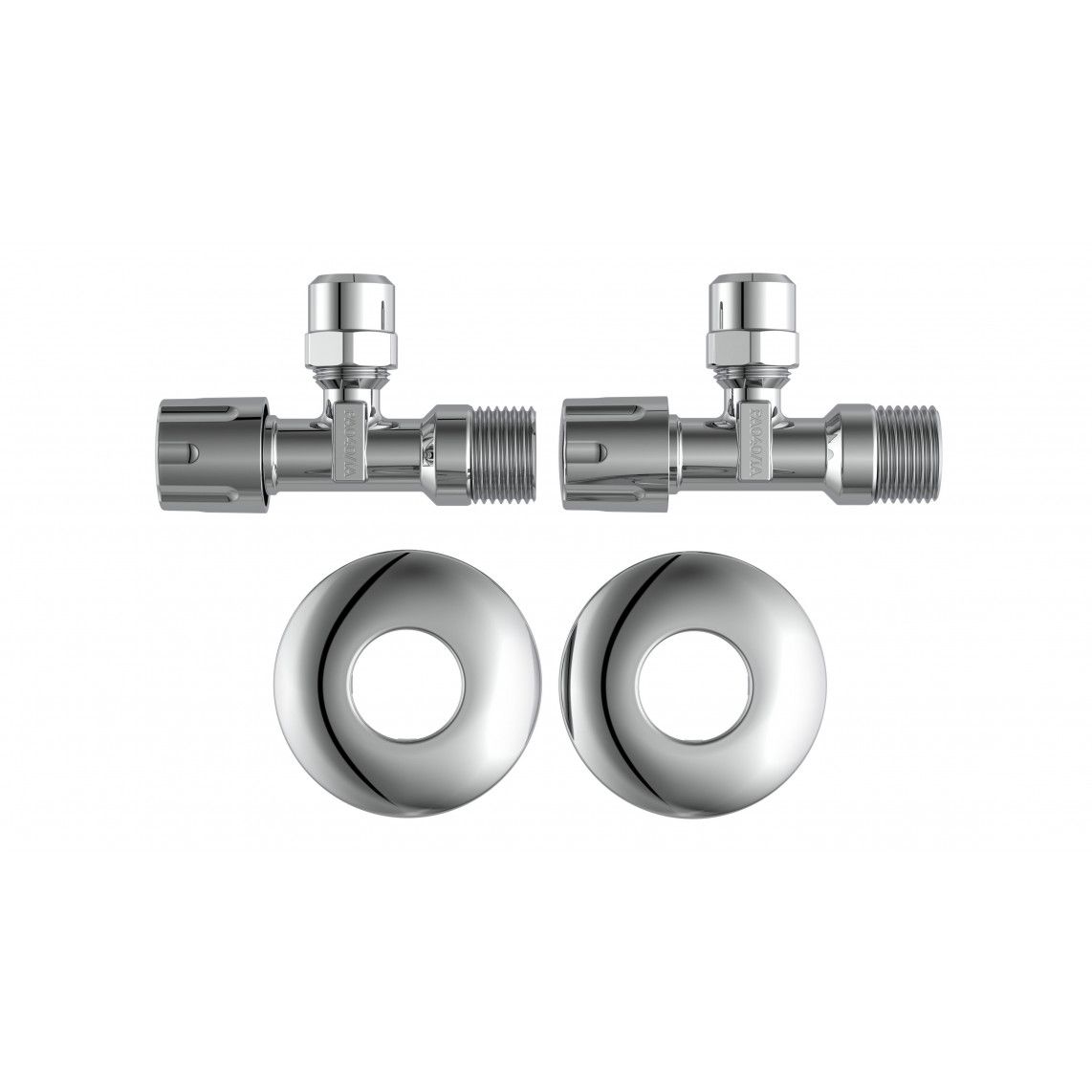 98625714 hoekstopkraan,chroom, 1/2"BU x 3/8"BU x 10 mmQ, met Duwrozet (2x) vue 2