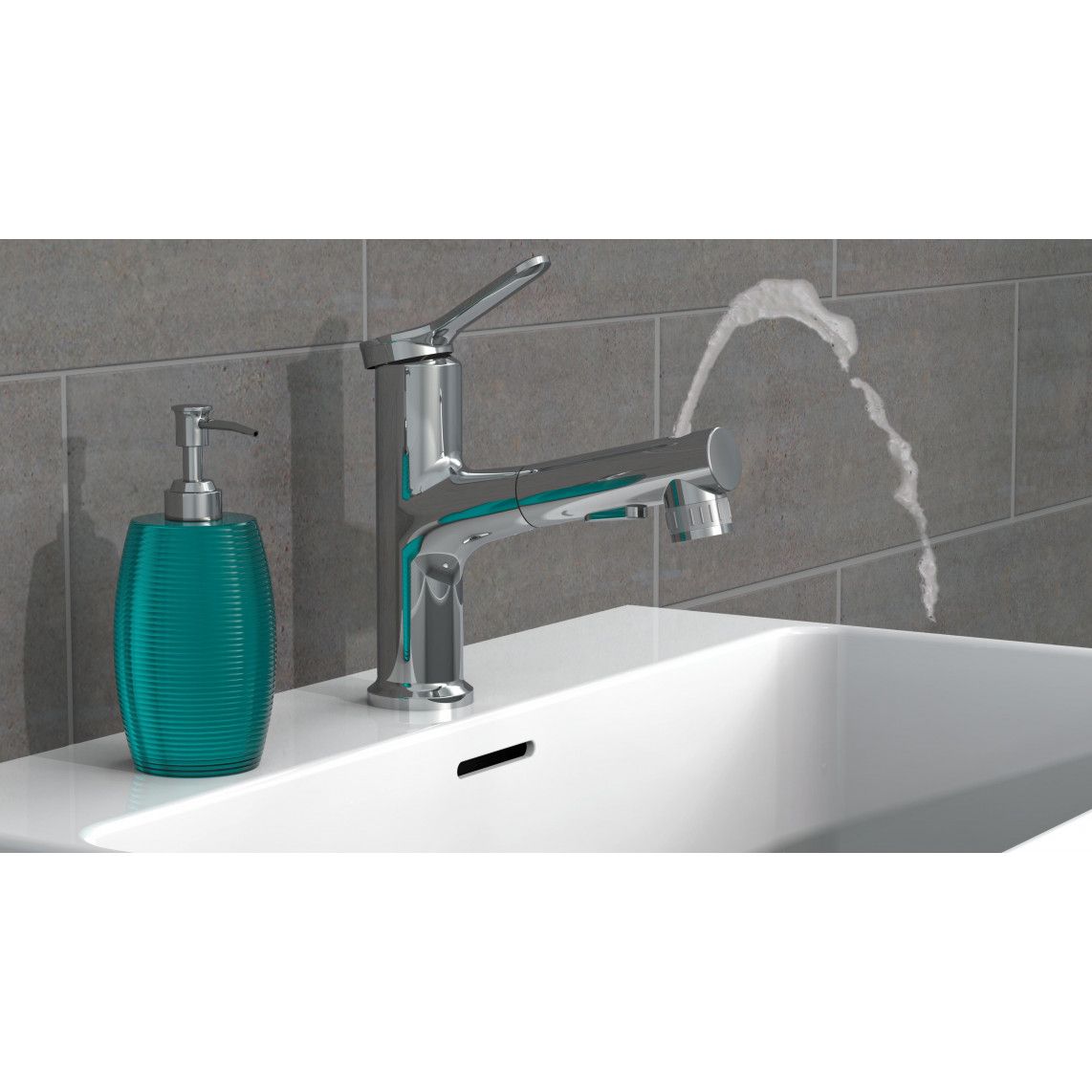 NI075VARCR VARIABILE Wash basin mixer, chrome, with pull-out sprayer vue 9