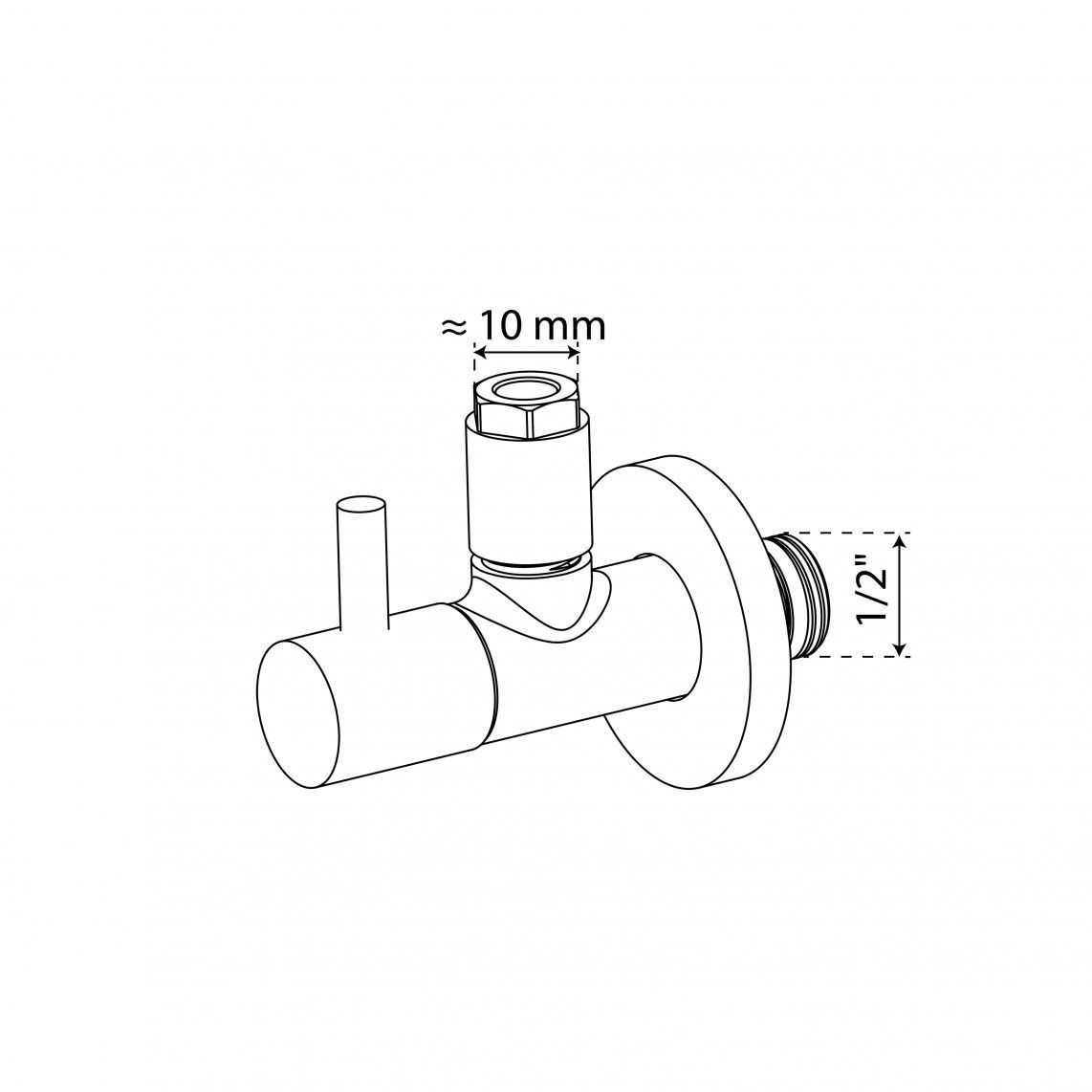 98166110 DEV-5WK Angle valve, 1/2" male x 10 mmQ, with rose vue 11