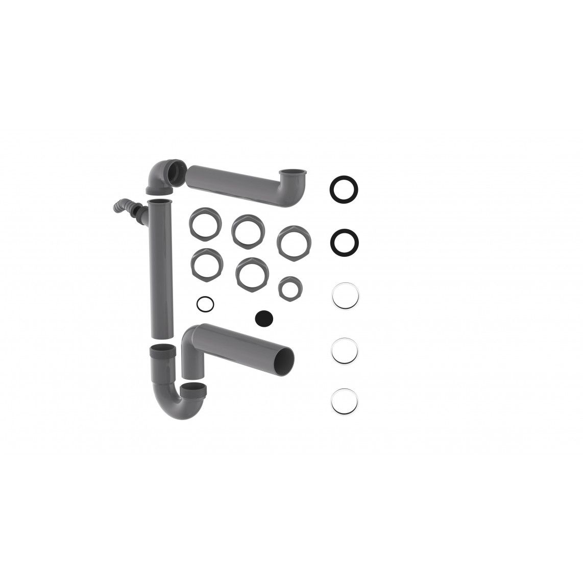 98833649 ECO-SAVE KS siphon tubulaire gain de place pour évier, Gris, 1 1/2" F x 50 mm, avec 3/4" Raccordement de l'appareil vue 5