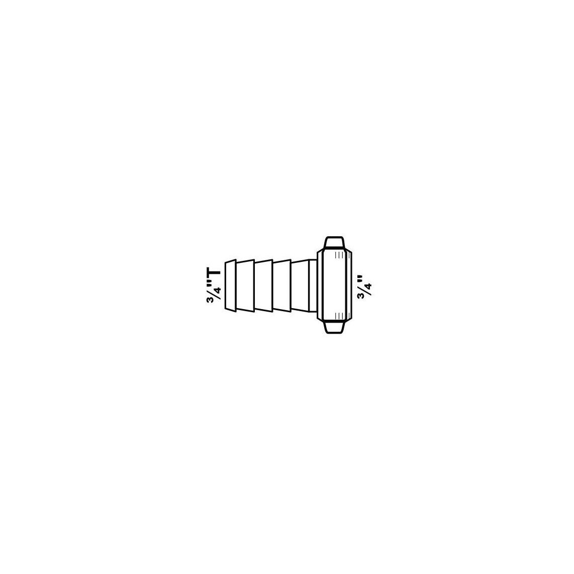 987396055 MS Slangschroefverbinding, blanco, 3/4"M x 3/4"T vue 2