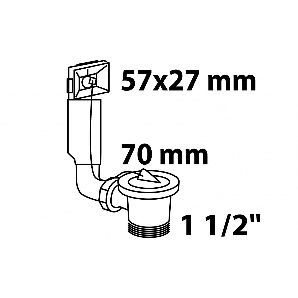 98834148 KS Garniture de vidage et de trop-plein pour évier, 1 1/2" M x 70 mm, réglable en hauteur, de trop plein sur le côté vue 3