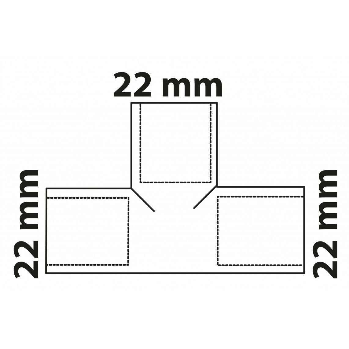 989045017 CU T-stuk, blanco, 22 mm, 3 mofen, (5130) vue 3