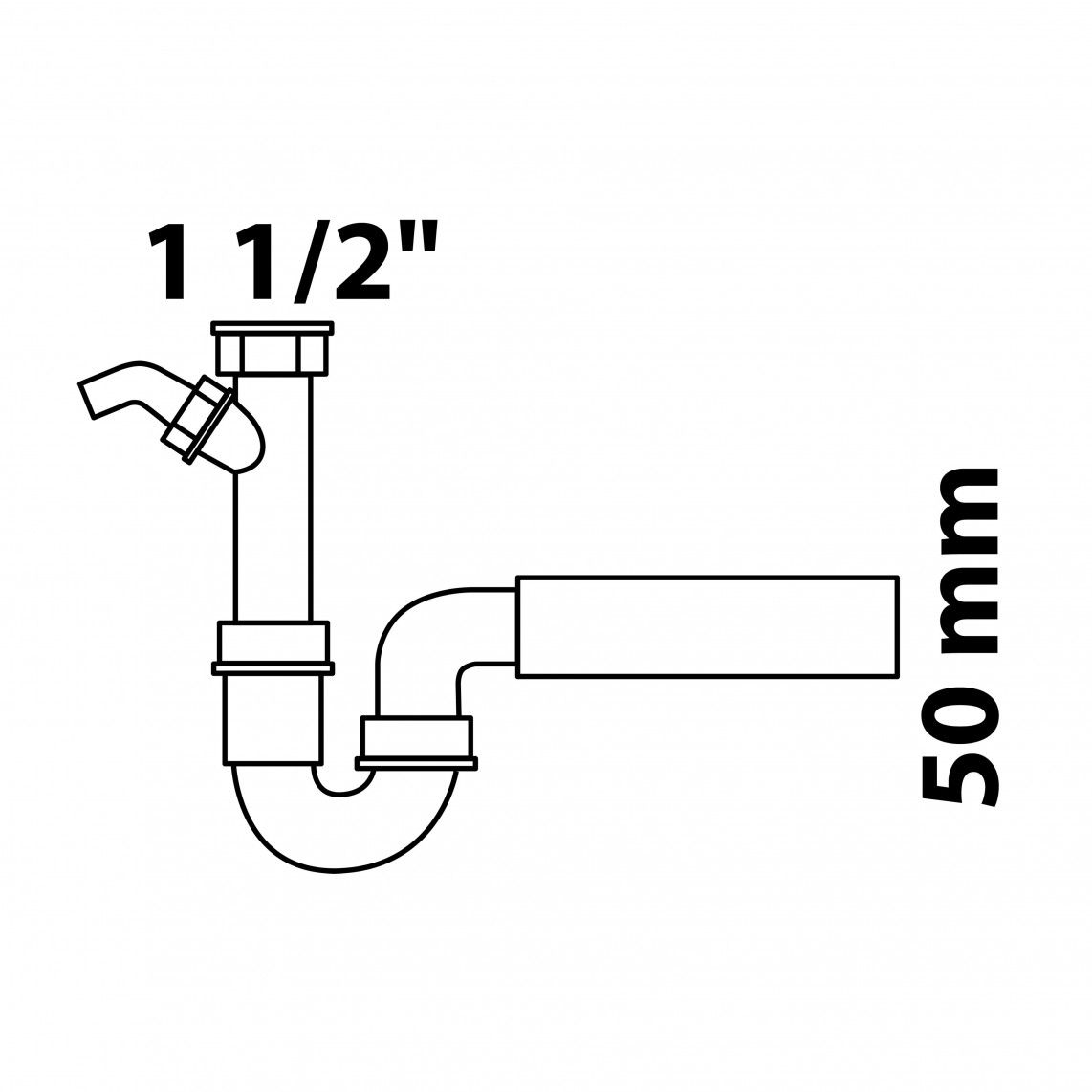 98831449 ECO-SAVE KS spoelbak-buissifon, Grijs 1 1/2"BI x 50 mm, met 3/4" toestelaansluiting vue 8