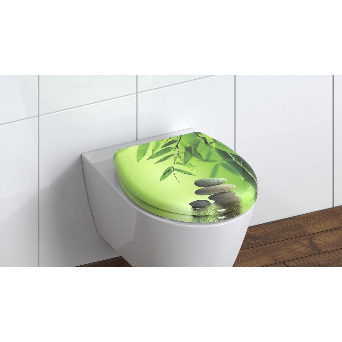 82365 Duroplast Toilet seat GREEN GARDEN, with soft close and quick release vue 7