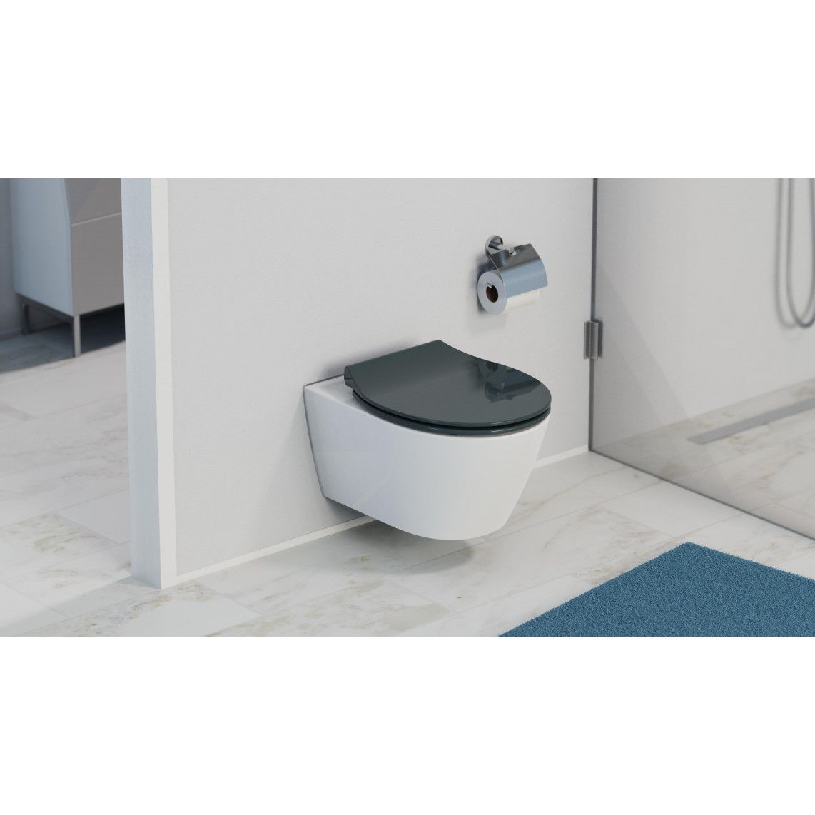82704 abattant WC en Duroplast SLIM ANTHRAZIT, avec frein de chute et déclipsable vue 11