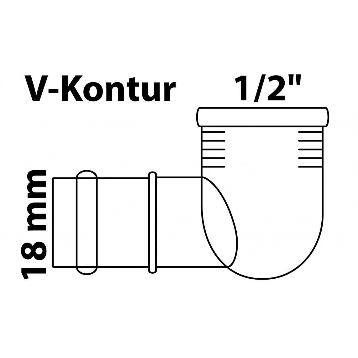 988621454 Transition angle 90°, press fitting for copper V-profile, 18 mm x 1/2" female, 1 socket vue 2
