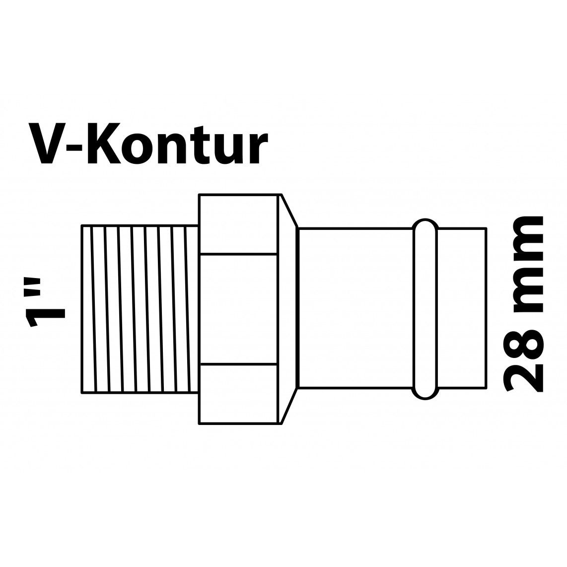 988623854 BR overloopnippel, blanco, 28 mm x 1"BU, 1 mof, (P4243g) vue 2