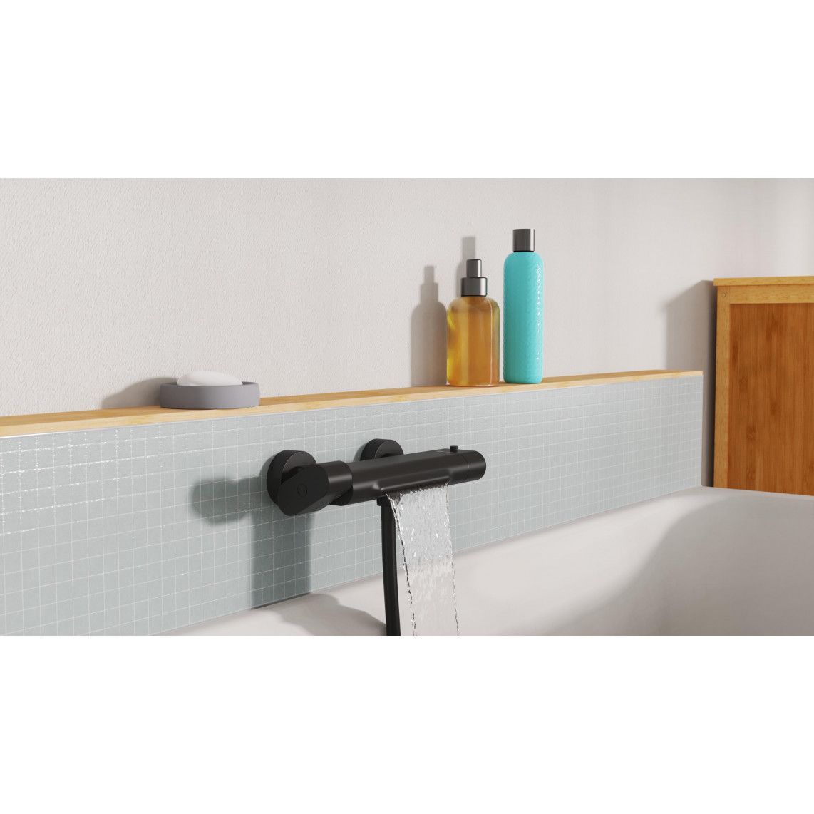 1330090B CARNEO Mitigeur bain/douche, avec bec cascade, noir mat vue 11