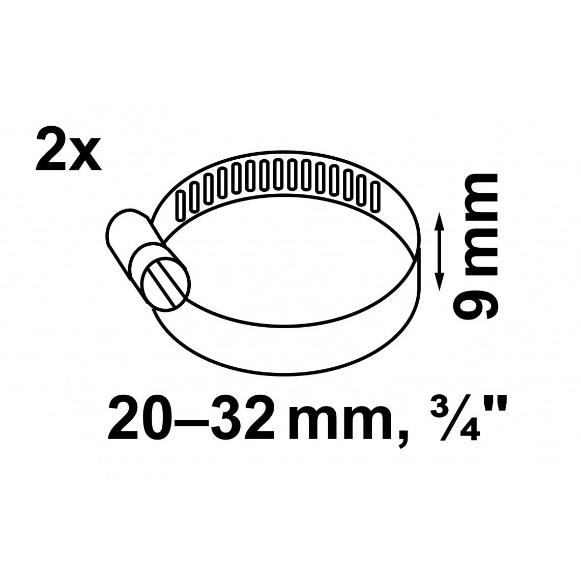 987372155 collier de serrage 9 mm Largeur de bande, acier inoxydable, 20 - 32 mm, pour 3/4" (2x) vue 2