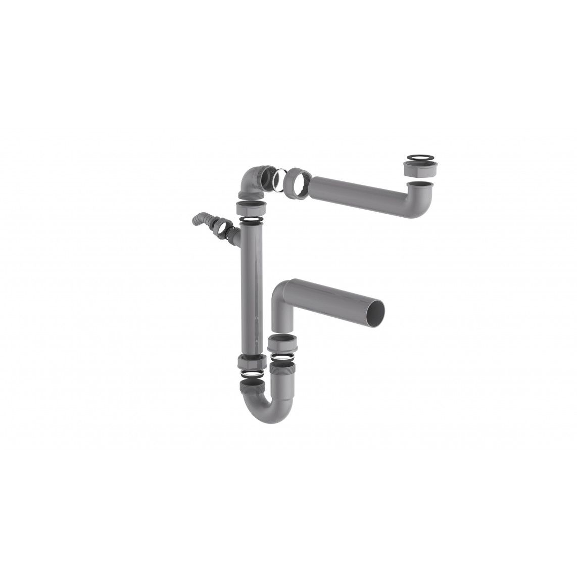 98833649 ECO-SAVE KS siphon tubulaire gain de place pour évier, Gris, 1 1/2" F x 50 mm, avec 3/4" Raccordement de l'appareil vue 3