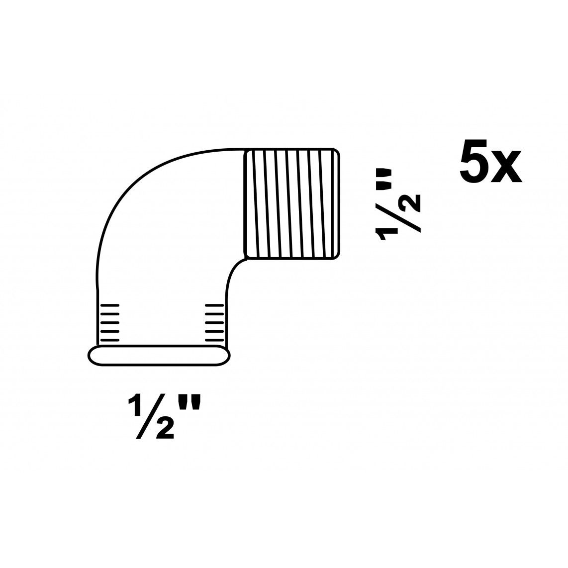 989721060 Angle 90°, malleable galvanized, 1/2" female x 1/2" male (5x) vue 2