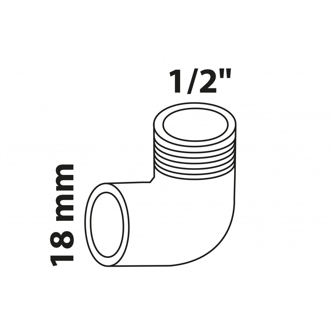 989212017 BR knie 90°, blanco, 18 mm x 1/2"BU, 1 mof (4092g) vue 2