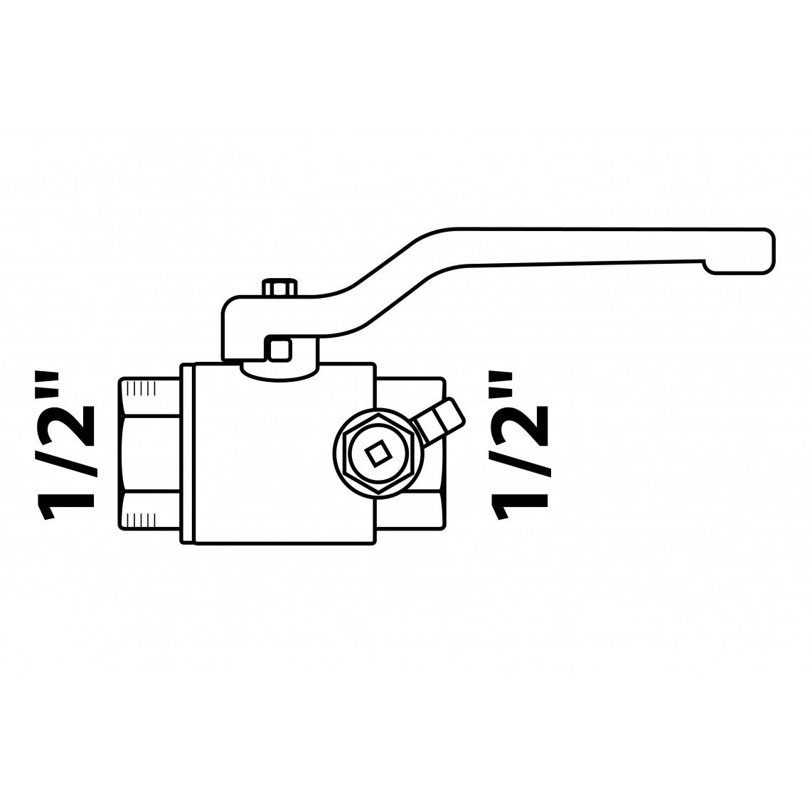 988596155 Robinet à sphère, nickelé, 1/2" F, avec vidange vue 2