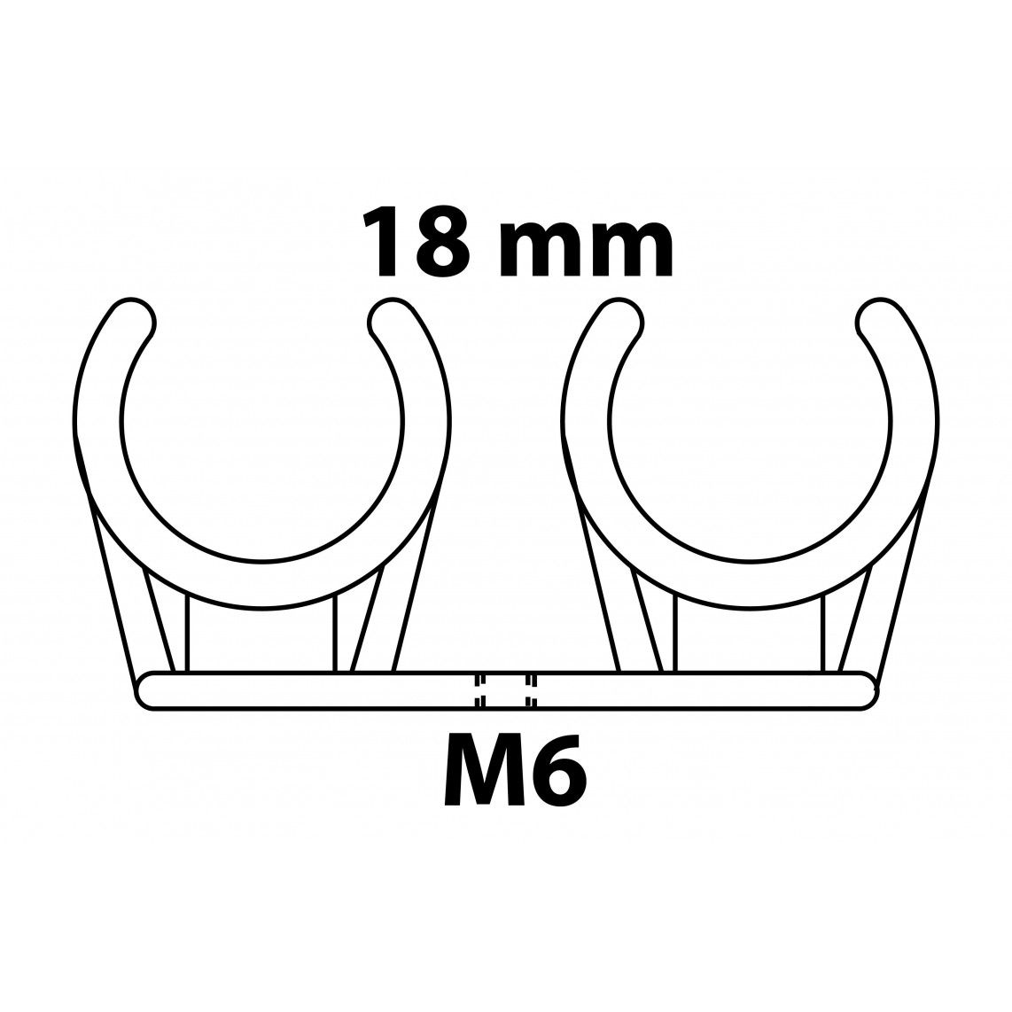 989188117 buis klembeugel, dubbel, 18 mm, met M6 draadbus vue 2