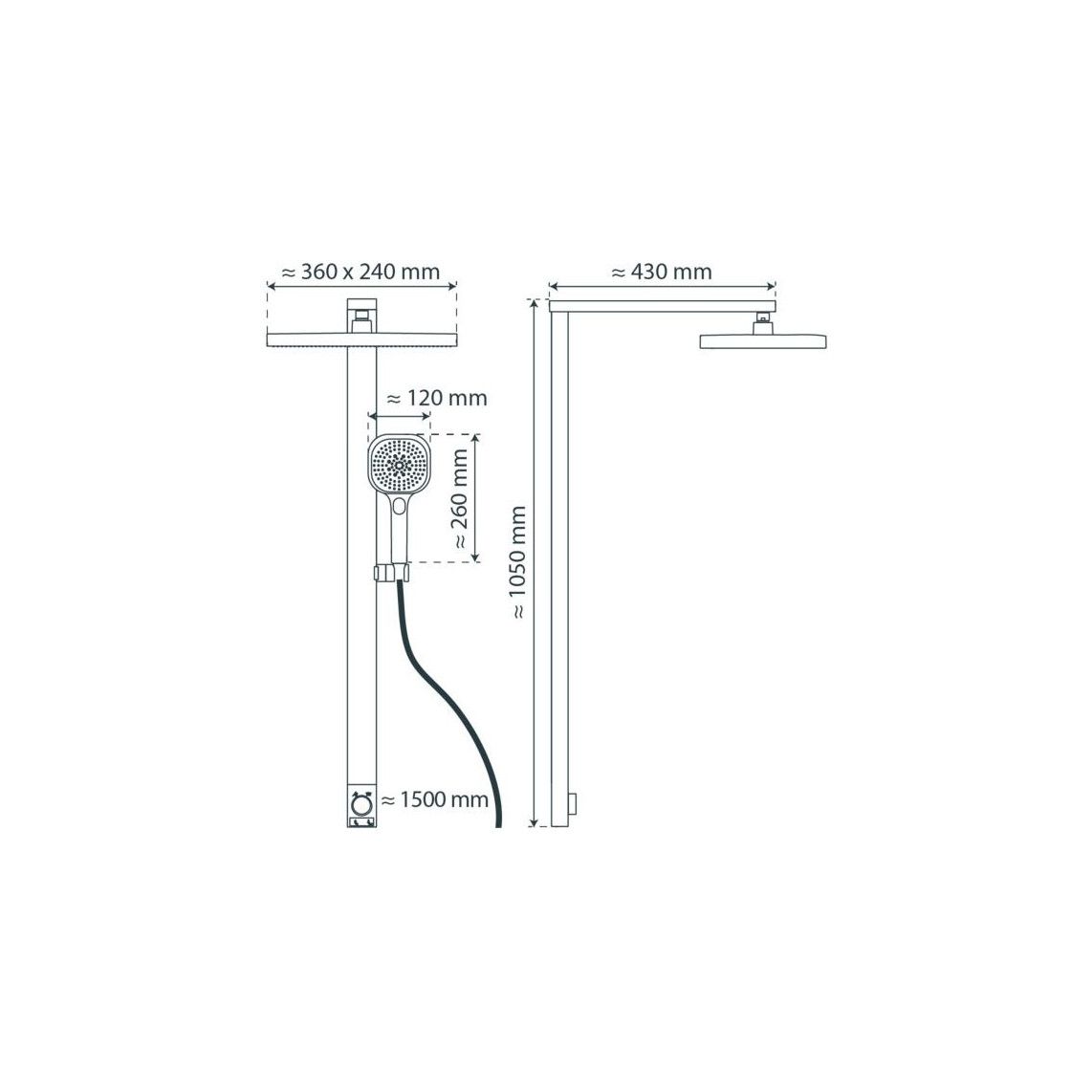 60687 LA PALMA Hoofddouche-Set, mat grafiet vue 2