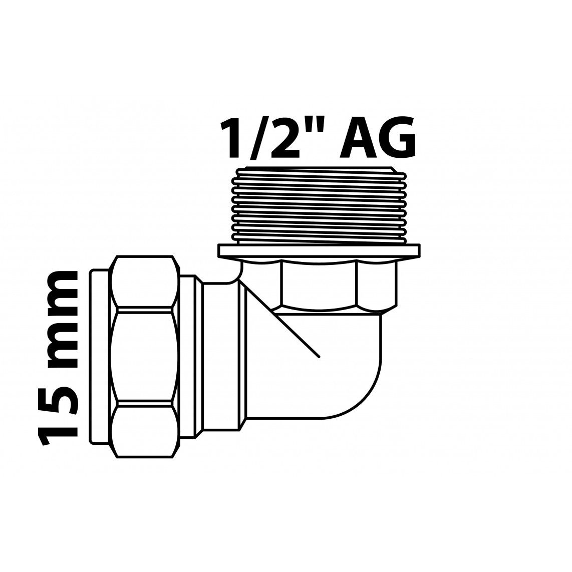 989452217 MS knie 90°, blanco, 15 mm x 1/2"BU, knelfitting voor koperen buis, vue 5
