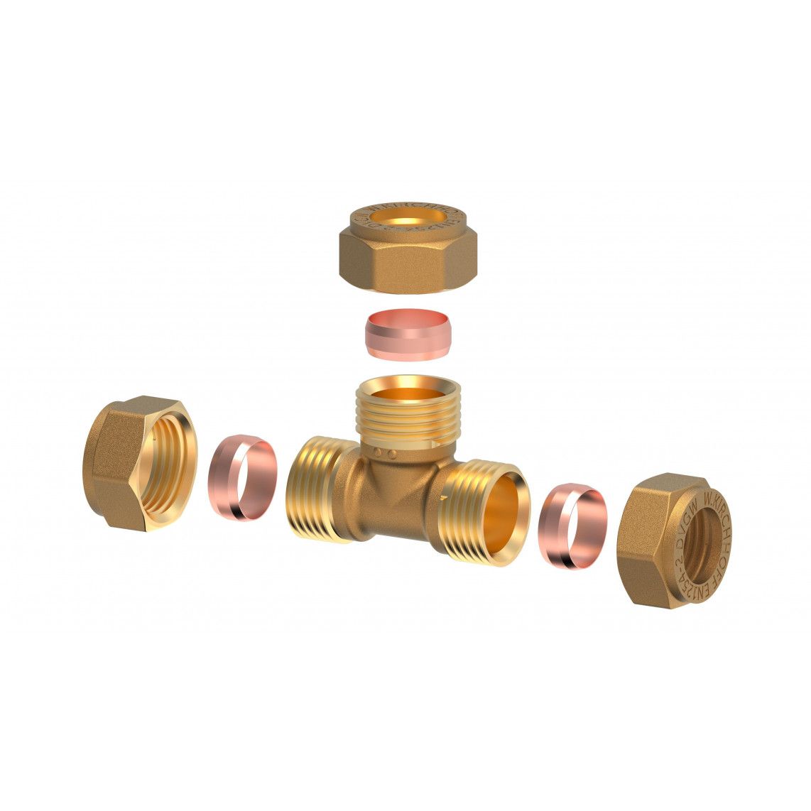 989453417 MS T-stuk, blanco, 22 mm, knelfitting voor koperen buis vue 3