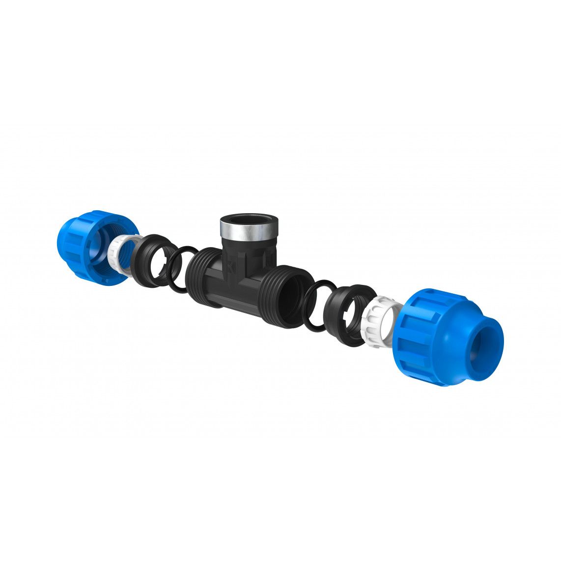 984844417 PP T-stuk, 20 mm x 1/2"BI x 20 mm, knelfitting voor tyleen/socarex vue 3