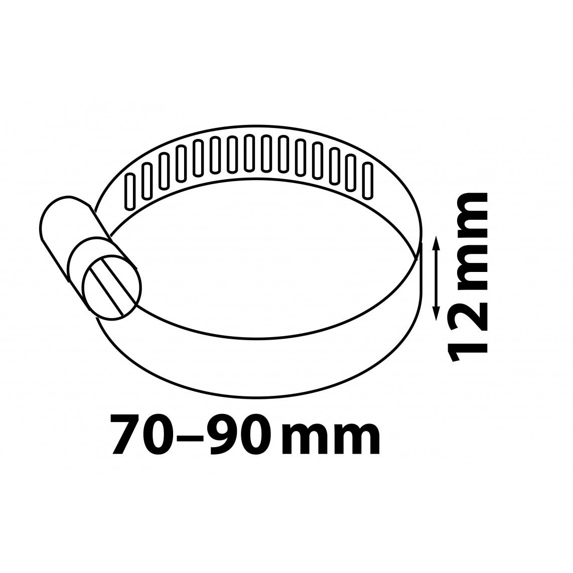 987378255 slangklem 12 mm Bandbreedte, RVS, 70 - 90 mm vue 2