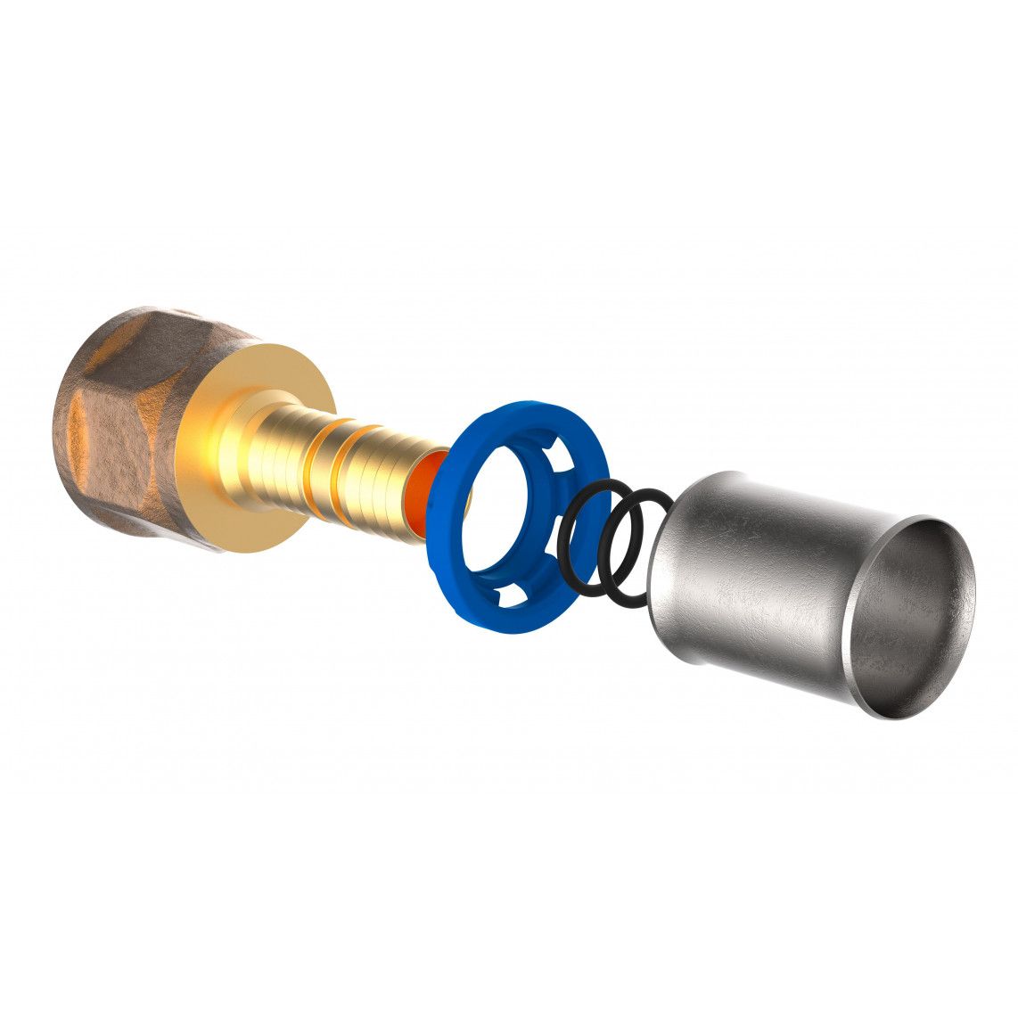 988713555 MS overgangsstuk, blanco, 26 mm x 1"BI, persfitting voor meerlagen buis vue 3