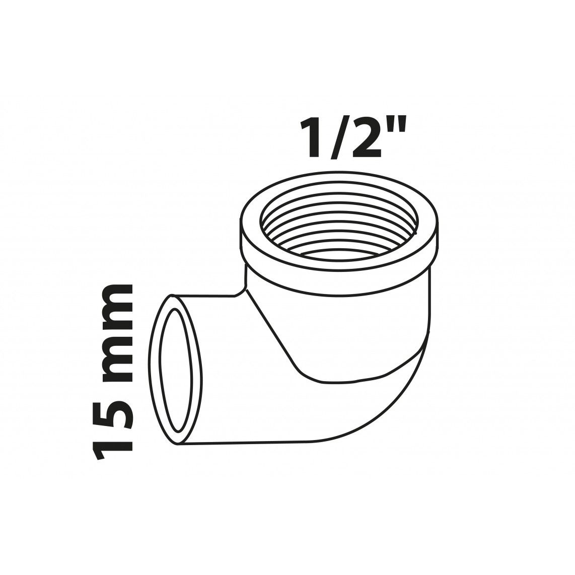 989231060 BR knie 90°, blanco, 15 mm x 1/2"BI, 1 mof (4090g) (10x) vue 2
