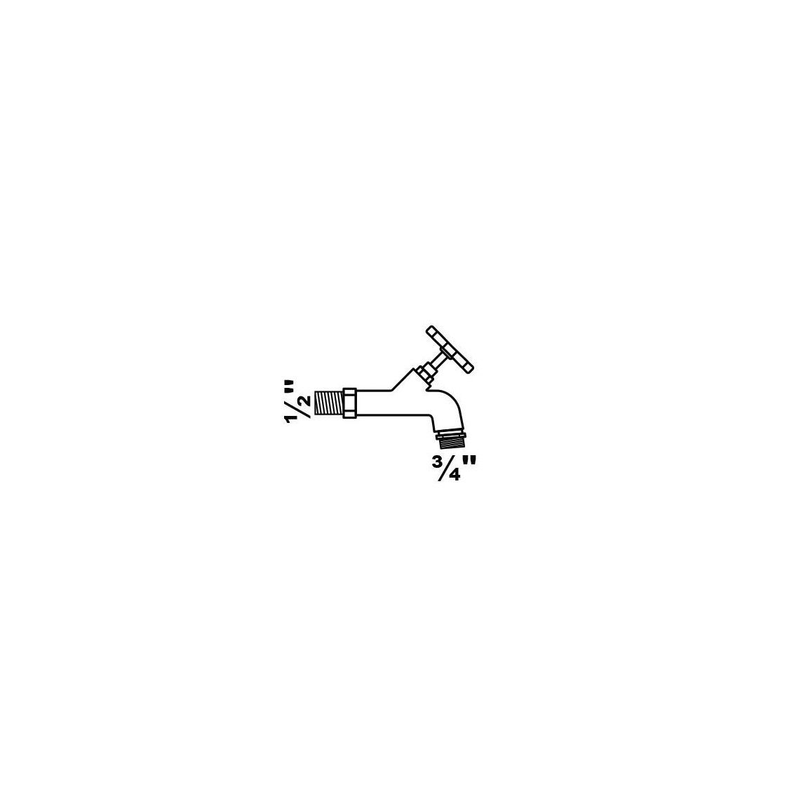 986196148 LT robinet de service avec volant de commande, chromé, 1/2" M x 3/4" M, avec Aérateur de tuyau vue 2
