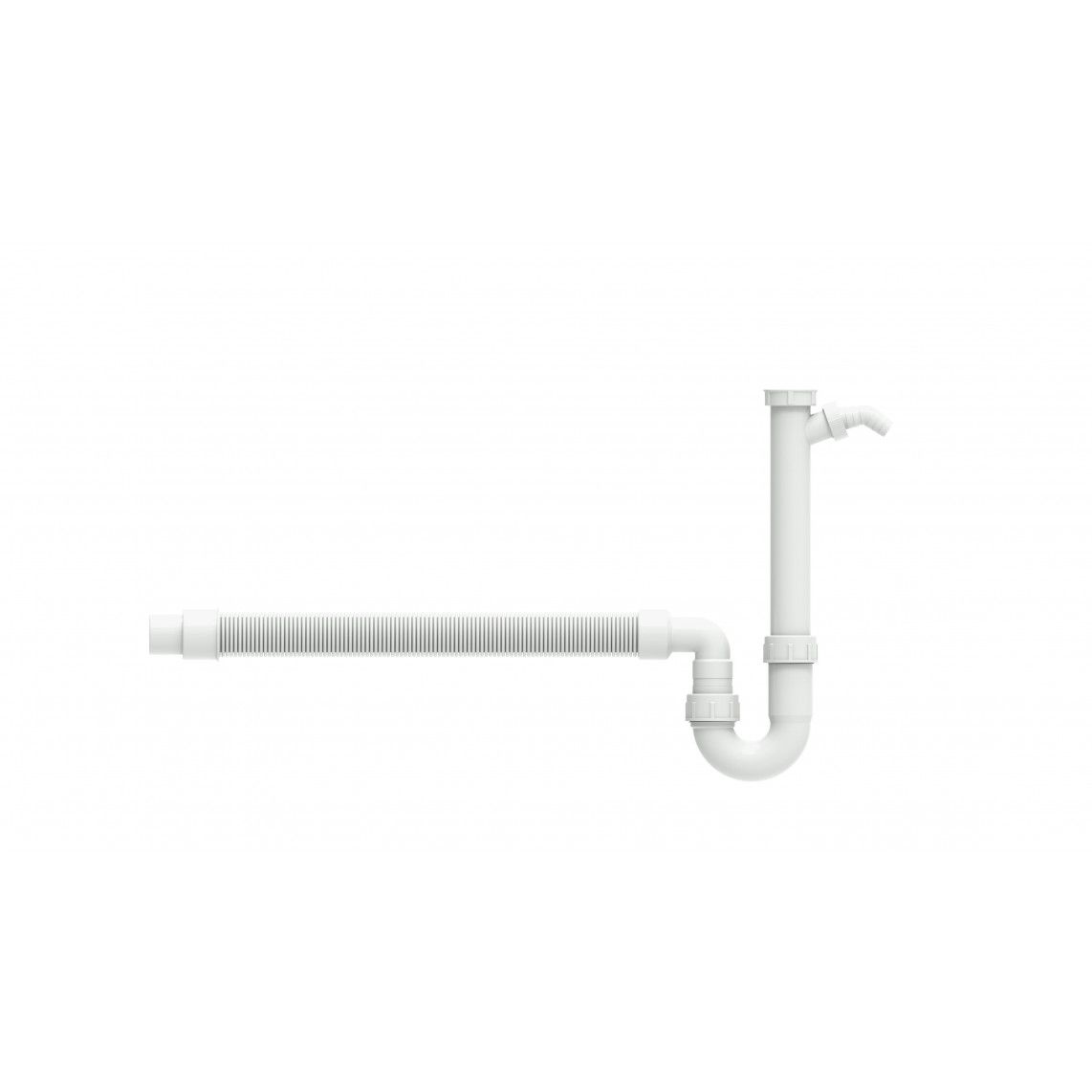 01243 KS spoelbak-buissifon 1 1/2"BI x DN 40/50 mm flexibel, wit, met 3/4" toestelaansluiting vue 3