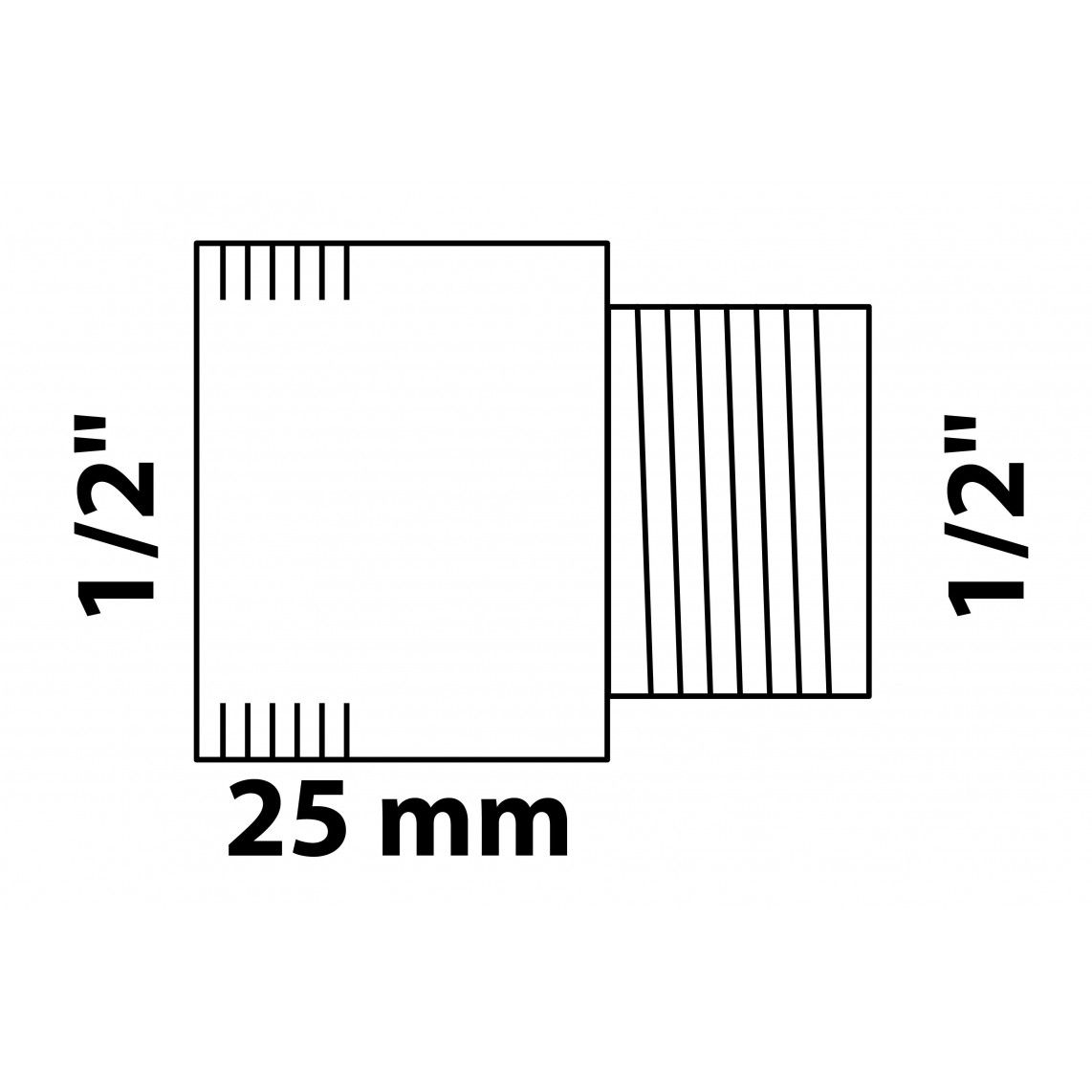 989315255 MS kraan verlengstuk, chroom, 1/2" x 25 mm vue 2