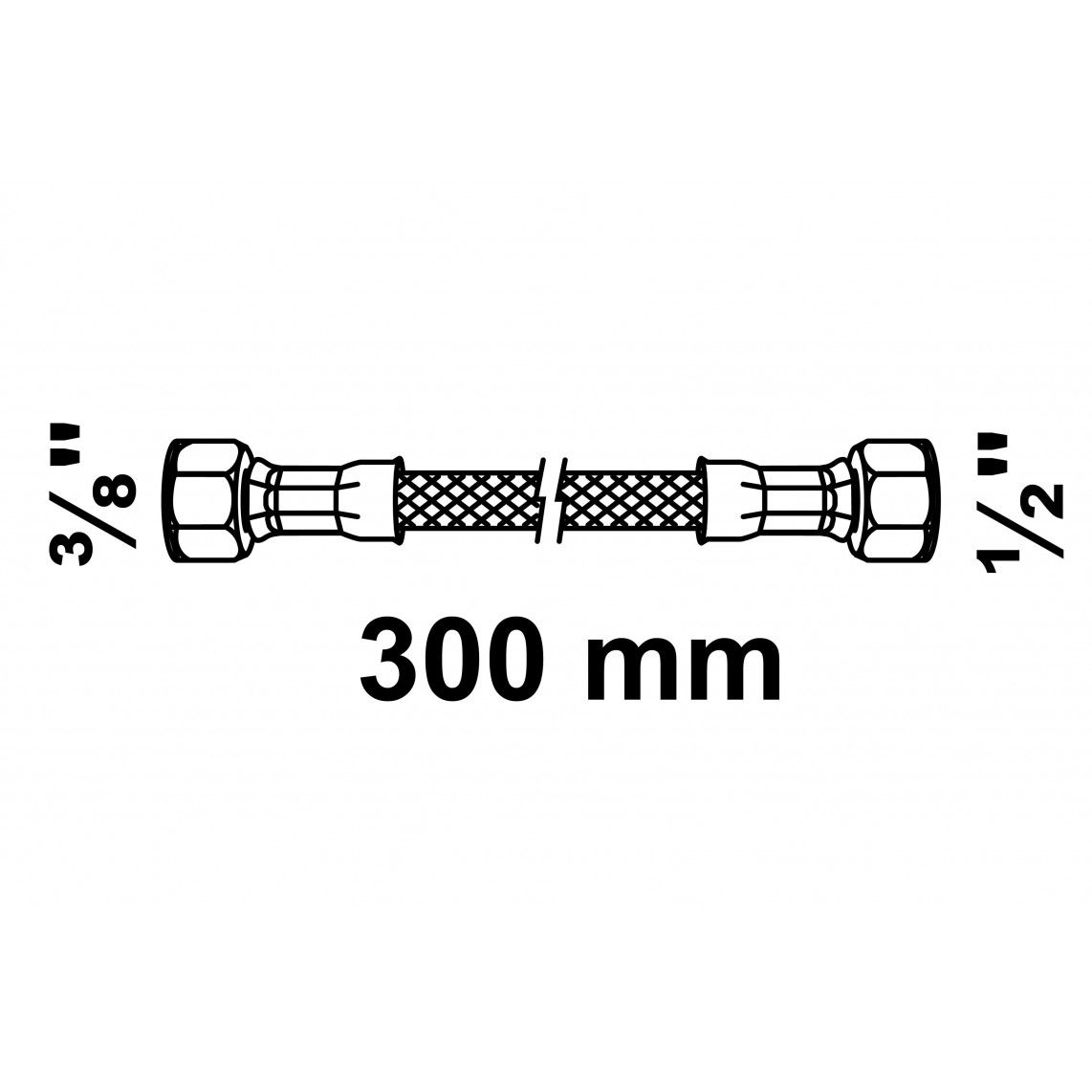 98627725 Flexaansluitslang 300 mm, 1/2"BI x 3/8"BI vue 2
