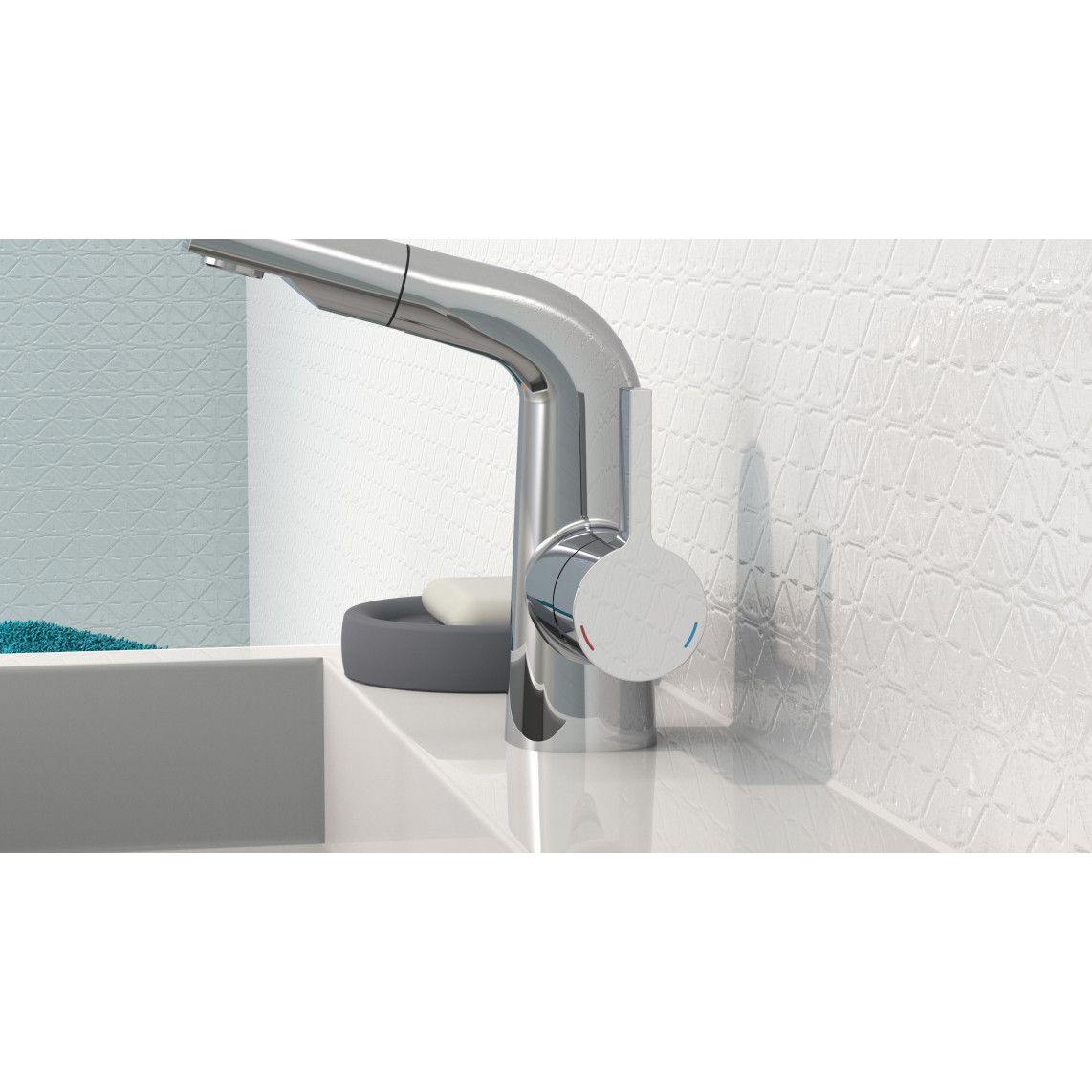 NI075COCR COOL Mitigeur lavabo, chromé, avec douchette à cheveux extractible vue 6