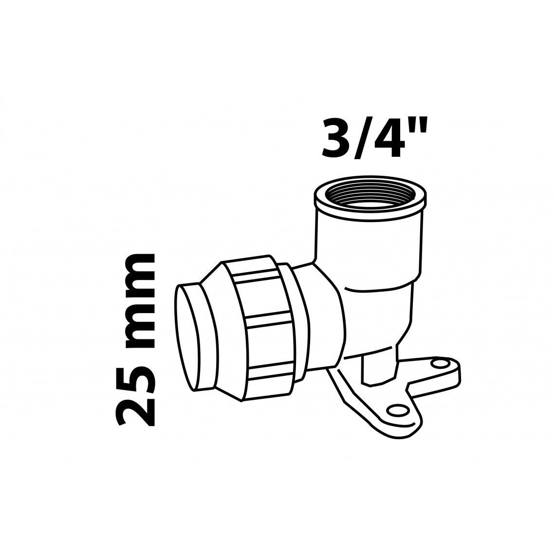 984836255 MS wandplaat, 25 mm x 3/4"BI, knelfitting voor tyleen/socarex vue 2