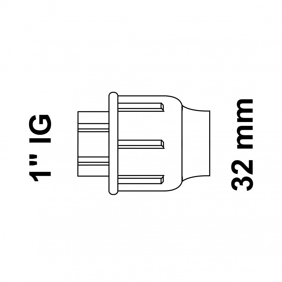 984843317 PP overgangsstuk, 32 mm x 1"BI, knelfitting voor tyleen/socarex vue 4