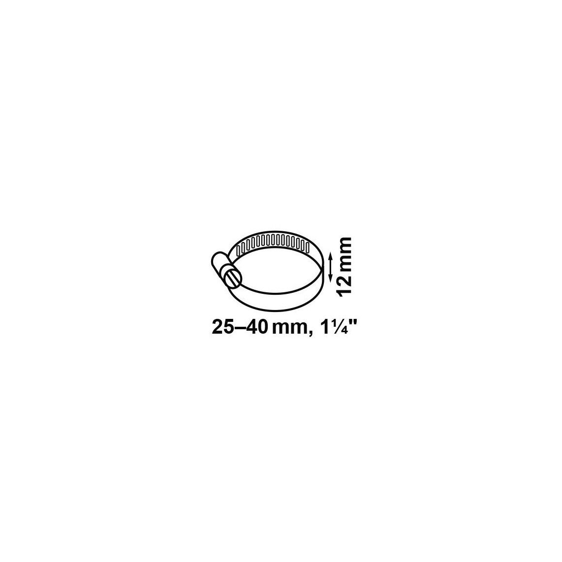 987374255 slangklem 12 mm Bandbreedte, RVS, 25 - 40 mm, voor 1 1/4" vue 2