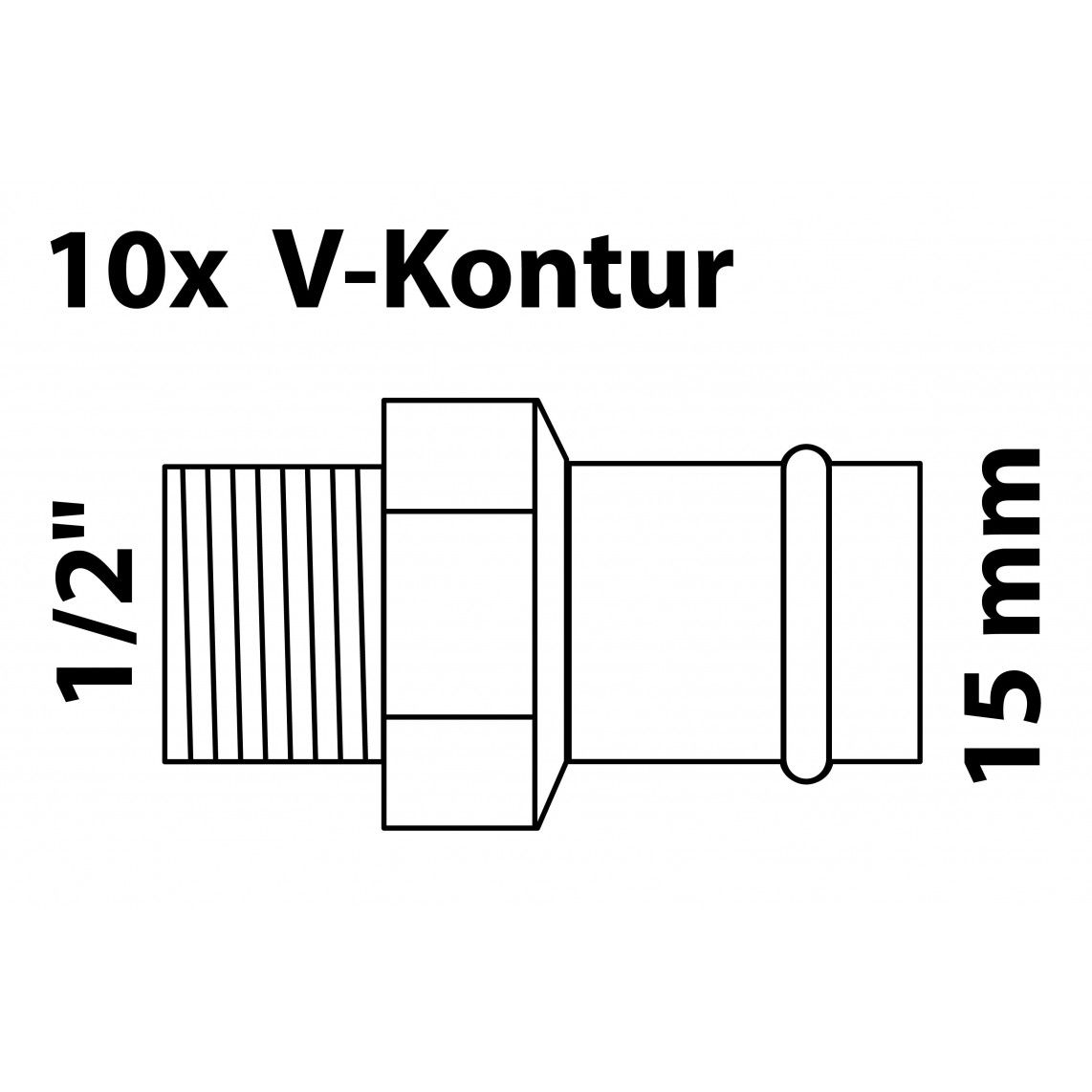 988623264 BR overloopnippel, blanco, 15 mm x 1/2"BU, 1 mof, (P4243g) (10x) vue 2