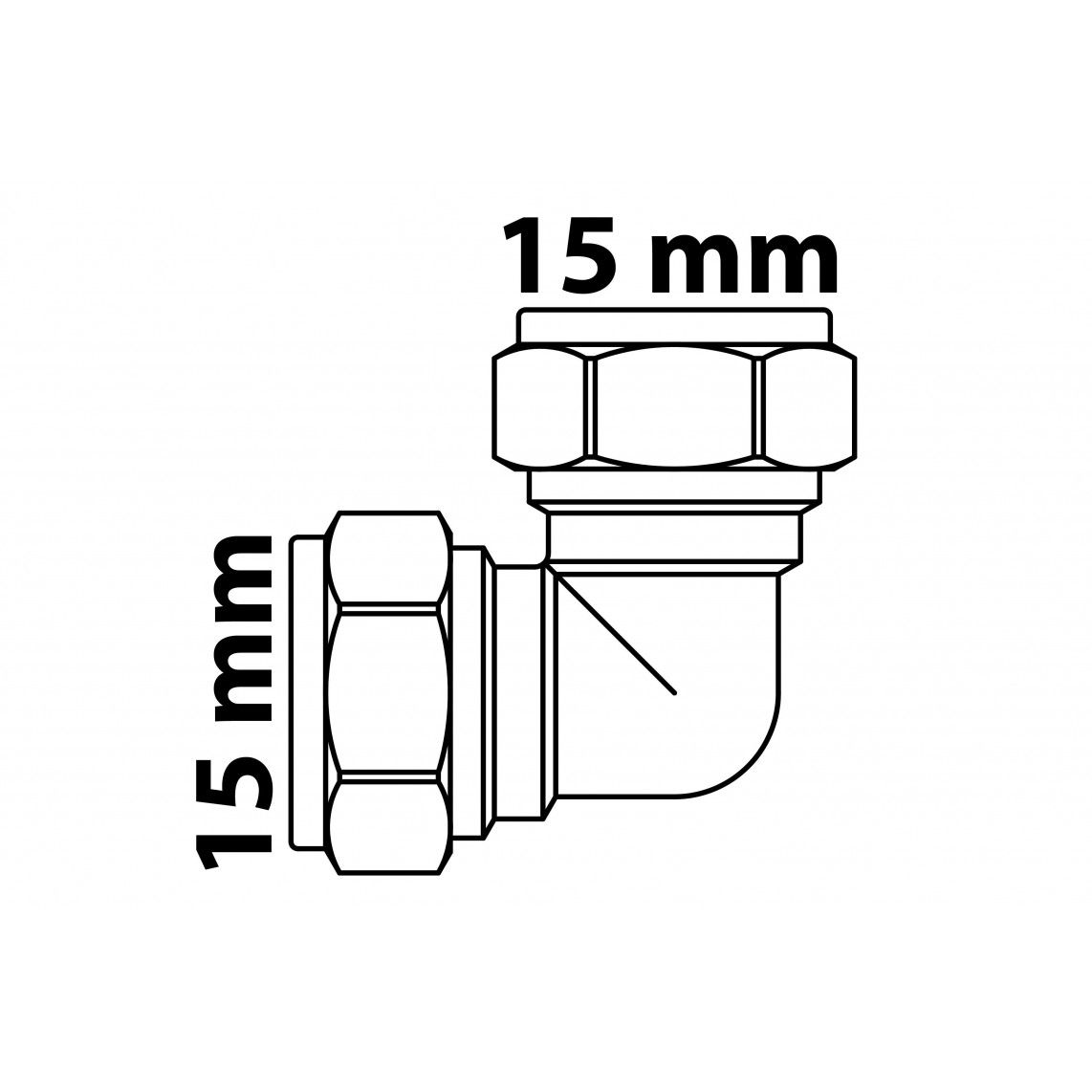 989451217 Brass angle 90°, brass, 15 mm, clamp fitting for copper pipe vue 5
