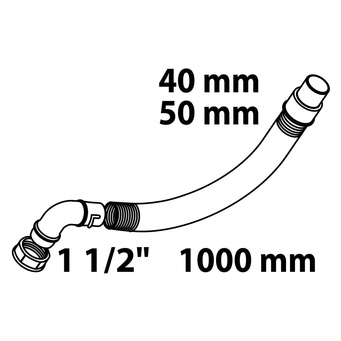 98836410 KS slang verlengstuk, wit, 1 1/2"BI x 1000 x 40/50 mm, met 90° boog vue 2