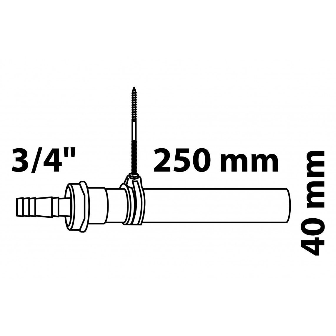 98838148 Immersion tube, plastic, whie, 1 1/2" female x 250 mm, with 3/4" device connection, with holder, for DN 40 mm trap vue 2