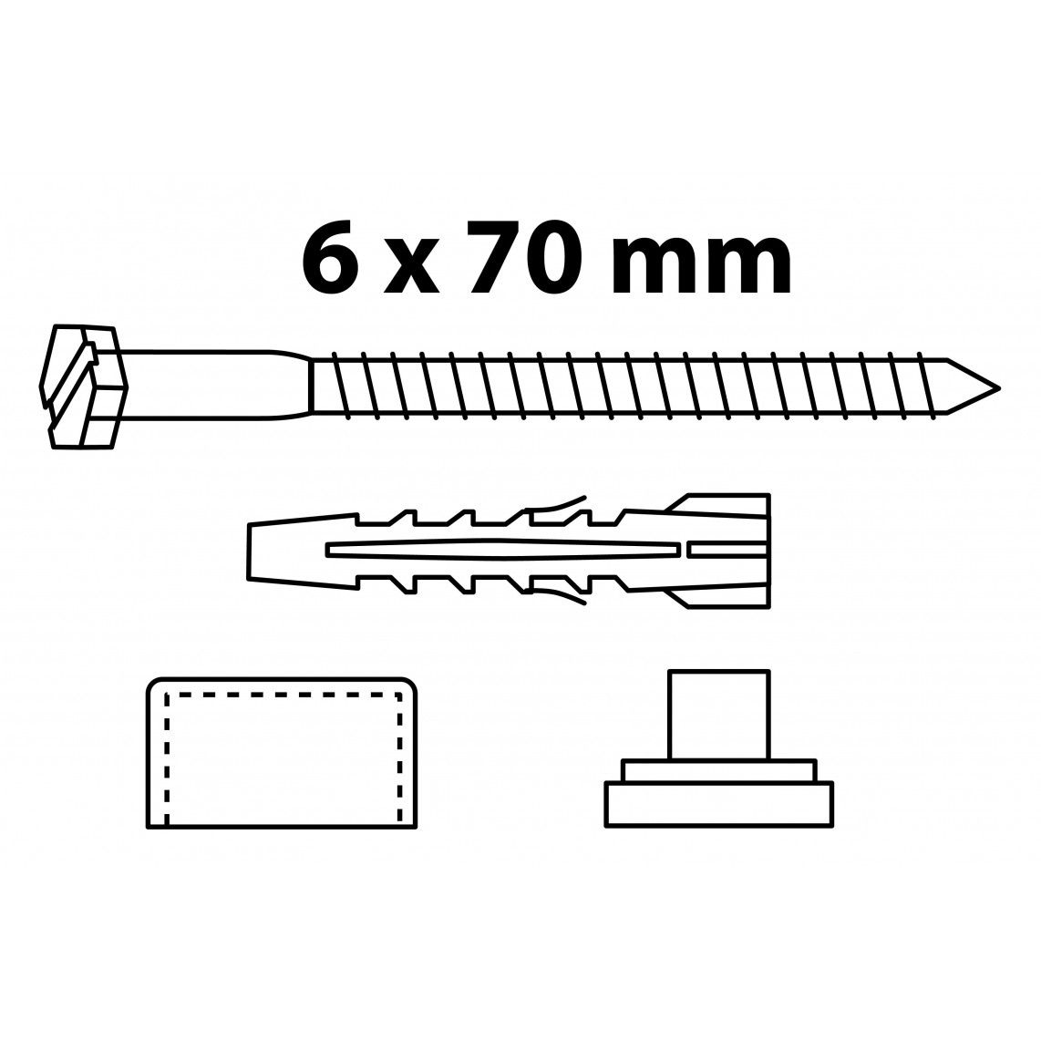 988461448 Stand toilet/tray fixing set lens head, white, M6 x 70 mm vue 2