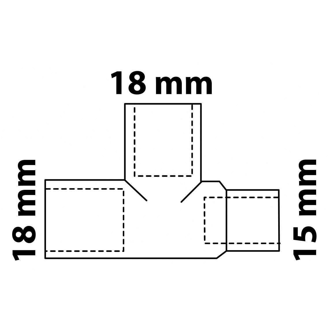 98927263 CU Té de réduction, vierge, 18 mm x 18 mm x 15 mm, 3 manchons (5130) vue 3