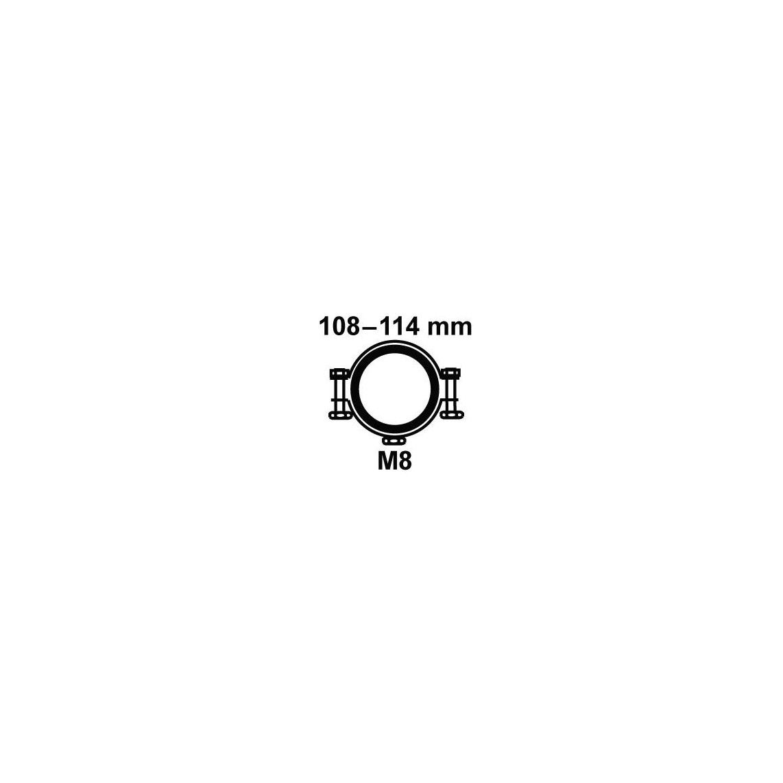 973553117 buisklem, 108 - 114 mm, geluiddicht, voor 4", met M8 draadbus vue 2