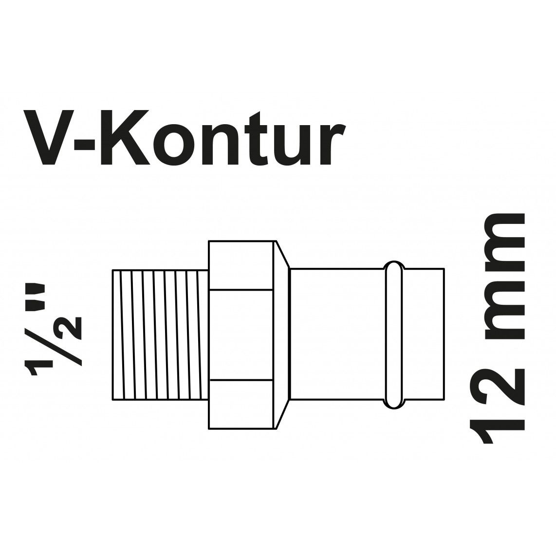 988622954 Transition nipple, press fitting for copper V-profile, 12 mm x 1/2" male, 1 socket vue 2