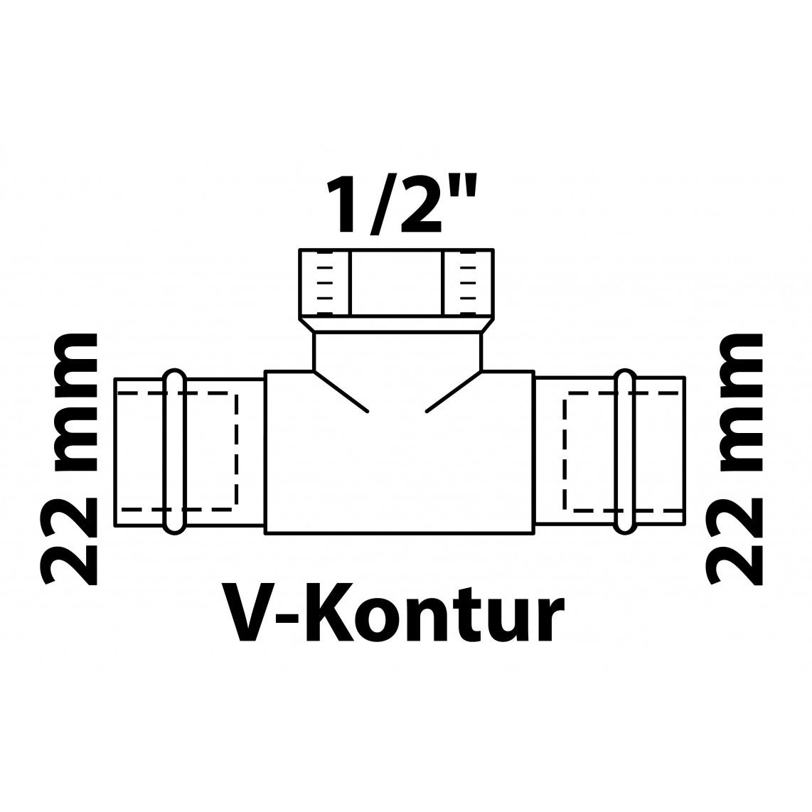 988625454 BR T-stuk, blanco, 22 mm x 1/2"BI x 22 mm, 2 mofen, (P4130g) vue 2