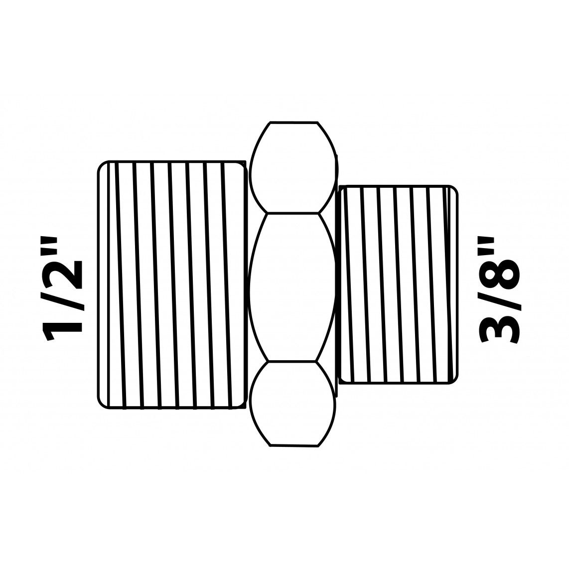 989351355 MS dubbele verloopnippel, blanco, 1/2"BU x 3/8"BU vue 2